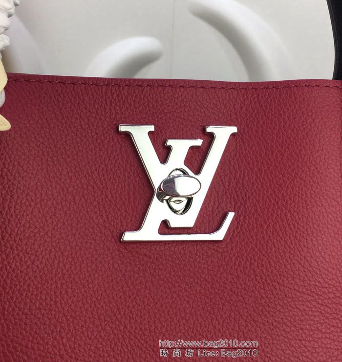 路易威登LV 頂級原單 最新款購物袋 超大容量 小牛皮 手提肩背斜挎包 M55028玫紅配灰色  YDH2345